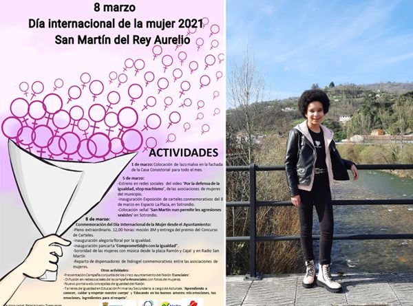 Cartel ganador y su autora Patricia Iyamu.